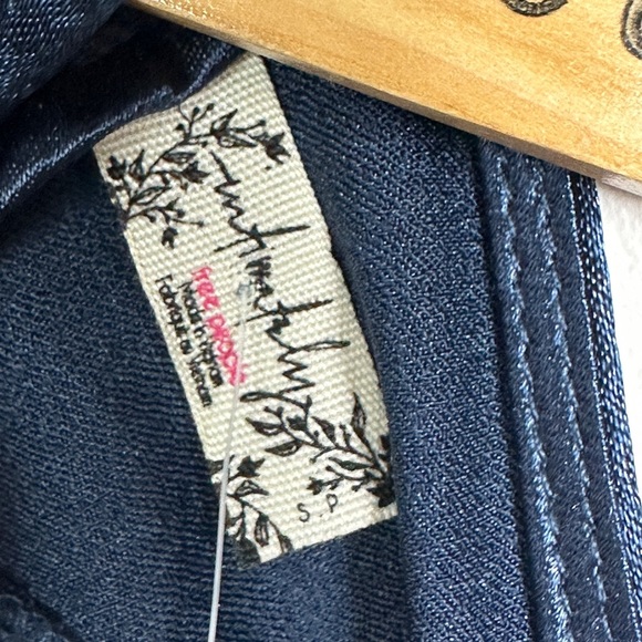 NWT Free People After Hours Slip Dress Blue Satin Size Small Ruffle Open‎ Back S - Picture 7 of 16